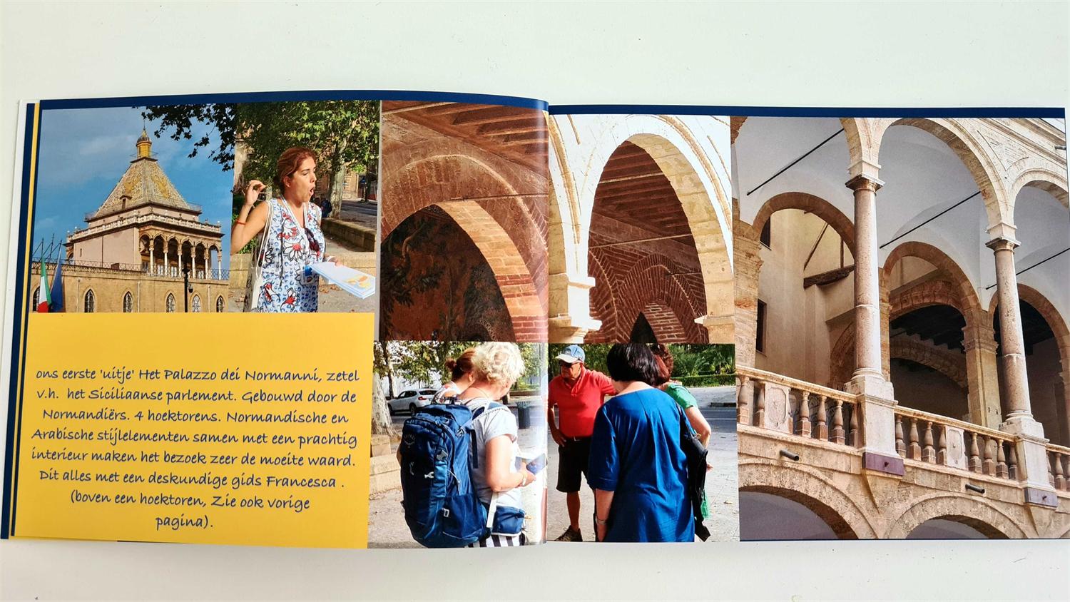 Pagina uit het fotoboek van de taalreis naar Sicilië